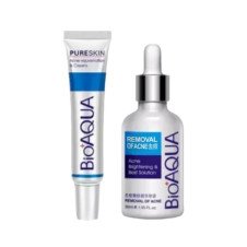 BIOAQUA 2 Pcs Anti Acne Removal Face Care Acne Treatment Set Acne Serum and Acne Scar Removal Cream